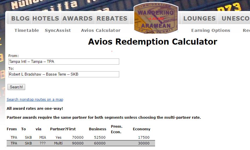 Avios Redemption Calculator AcCounting Your Points