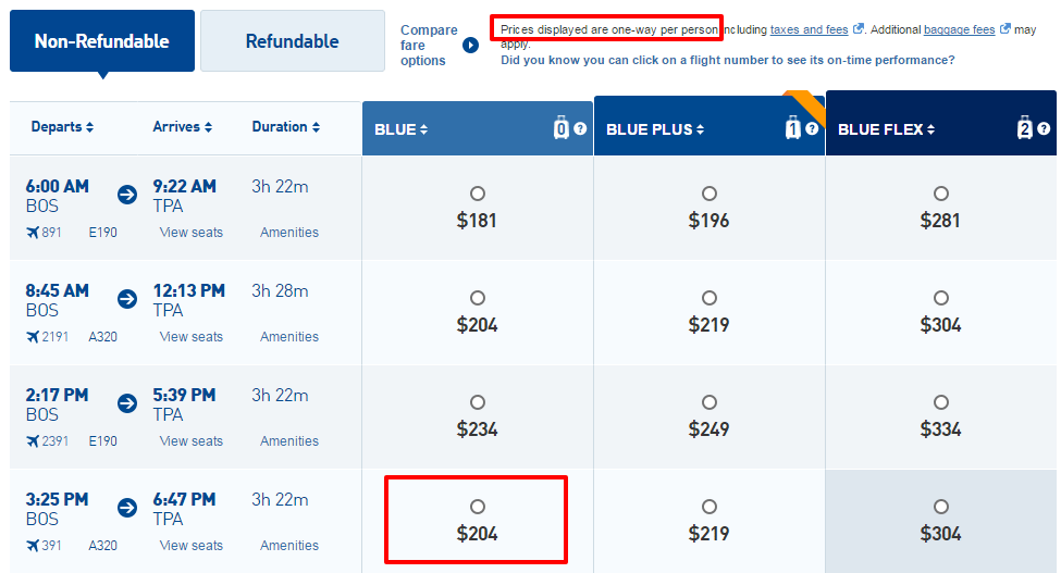 jetblueflightselection2seatsayp AcCounting Your Points