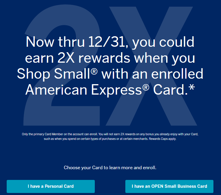 Bonus Points for Small Business Shopping with American Express!