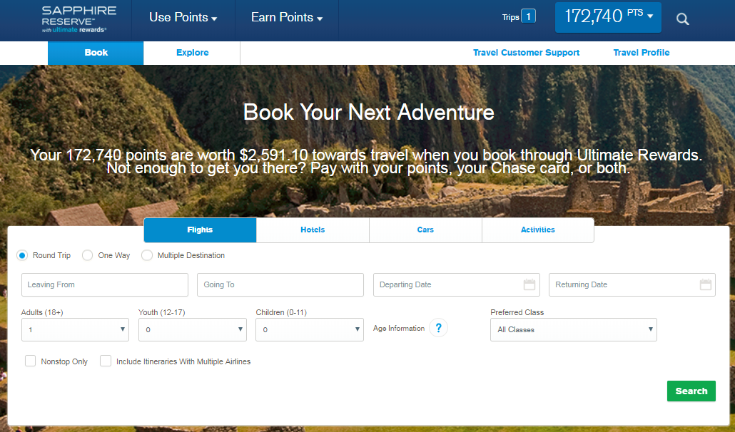 Chase Ultimate Rewards Travel Portal - AcCounting Your Points